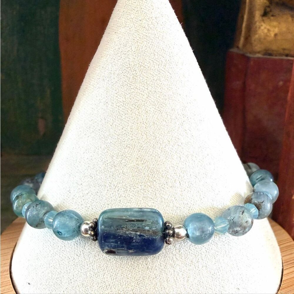 Blue Kyanite & Apatite Beaded Bracelet